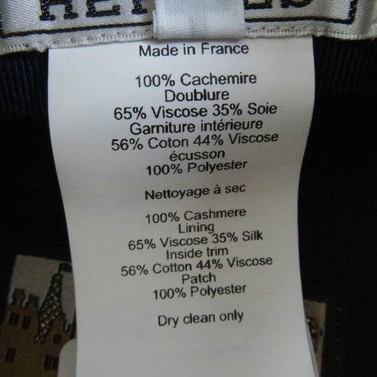 HERMES Casquette Outer: 100% cashmere, Lining: 65% viscose (rayon), Lining: 35% silk, Lining trim: 56% cotton, 44% viscose Lining decoration: 100% polyester blue Dauville Women 57 Used Authentic