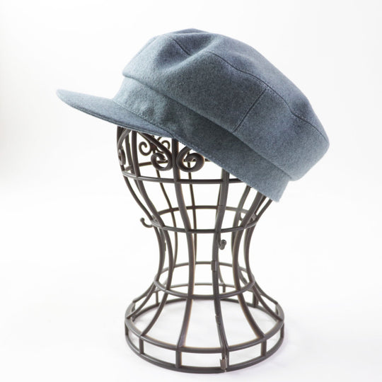 HERMES Casquette Outer: 100% cashmere, Lining: 65% viscose (rayon), Lining: 35% silk, Lining trim: 56% cotton, 44% viscose Lining decoration: 100% polyester blue Dauville Women 57 Used Authentic