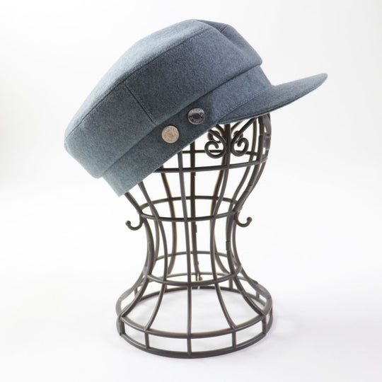 HERMES Casquette Outer: 100% cashmere, Lining: 65% viscose (rayon), Lining: 35% silk, Lining trim: 56% cotton, 44% viscose Lining decoration: 100% polyester blue Dauville Women 57 Used Authentic
