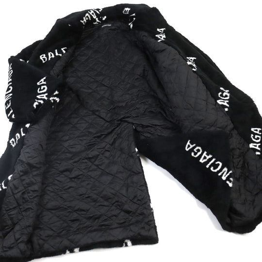 BALENCIAGA coat 595827 TGQ02 Outer material: 69% acrylic, Outer material: 31% polyester, Filling: 100% polyester, Lining: 100% cupra Black White mens 46 Used Authentic