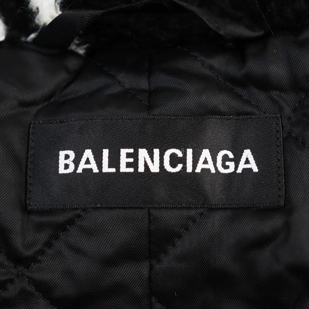 BALENCIAGA coat 595827 TGQ02 Outer material: 69% acrylic, Outer material: 31% polyester, Filling: 100% polyester, Lining: 100% cupra Black White mens 46 Used Authentic