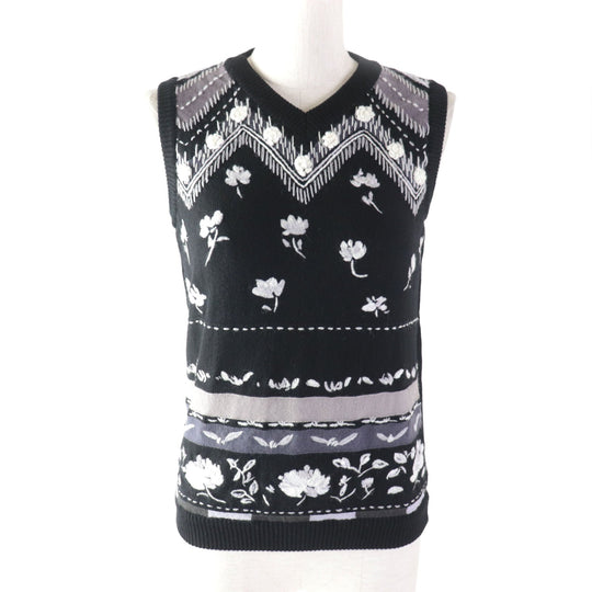 LEONARD SPORT Vest Main: 100% wool black Women 38 Used Authentic