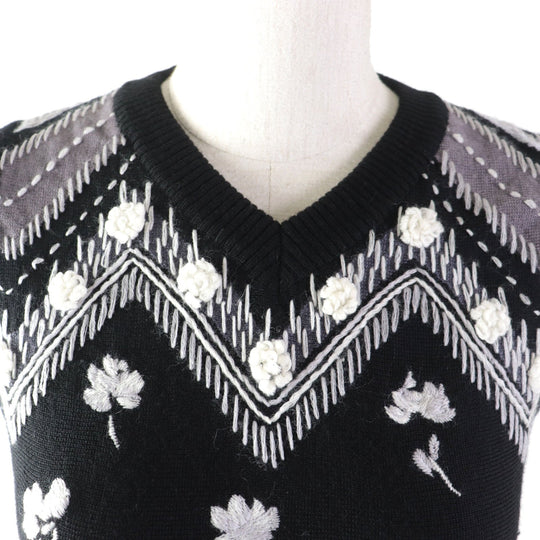 LEONARD SPORT Vest Main: 100% wool black Women 38 Used Authentic