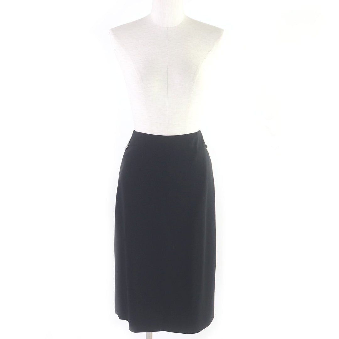 HERMES Tight Skirt Main: 96% virgin wool, Main: 4% elastane (polyurethane) black Women 42 Used Authentic