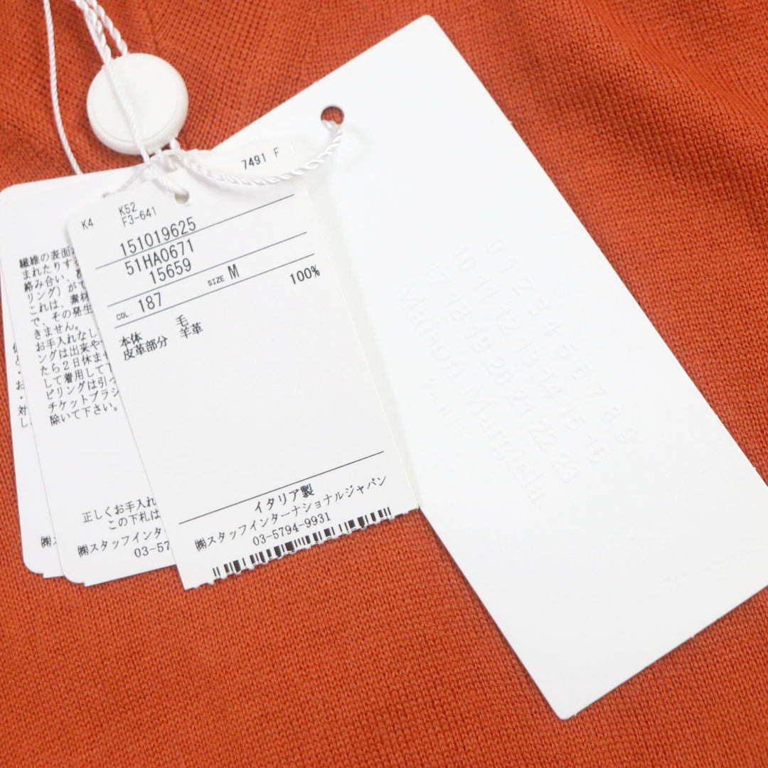 Maison Margiela knit S51HA0671 Main: 100% wool, Leather part: Sheepskin Orange Women M Used Authentic