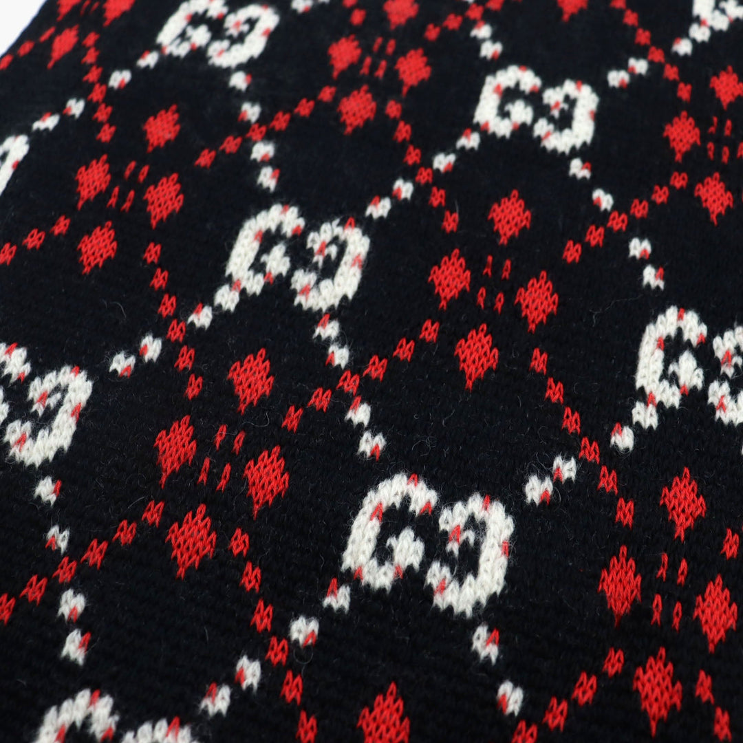 GUCCI Scarf Main: 64% cotton, Main: 36% wool Black type mens Used Authentic