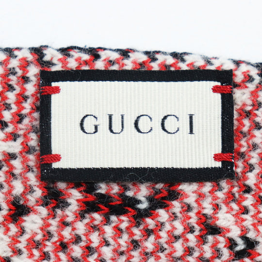 GUCCI Scarf Main: 64% cotton, Main: 36% wool Black type mens Used Authentic