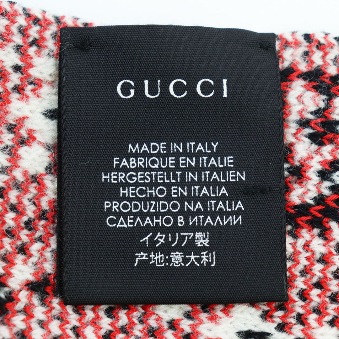 GUCCI Scarf Main: 64% cotton, Main: 36% wool Black type mens Used Authentic
