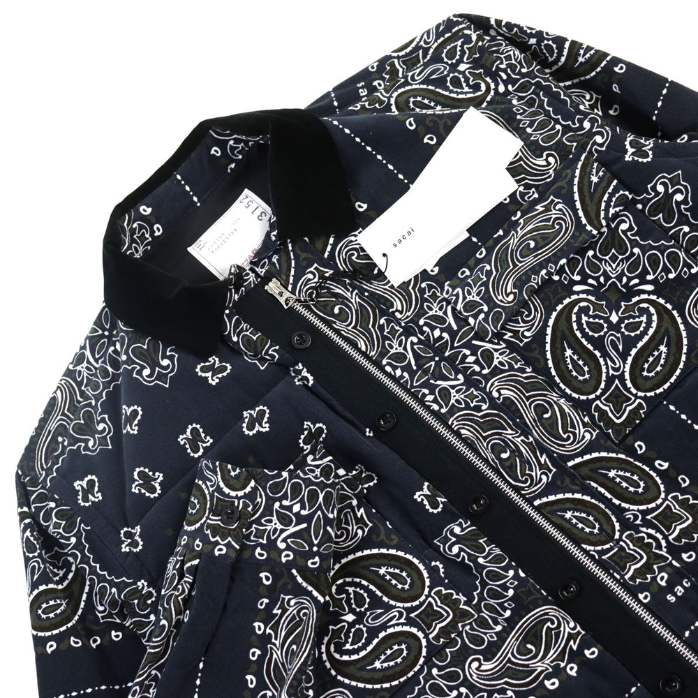 Sacai Jacket 23-03152 M Outer: 100% cotton, Filling: 100% polyester, Lining: 100% polyester Navy type Bandana Quilted Jacket mens 2 Used Authentic