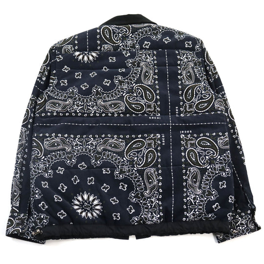 Sacai Jacket 23-03152 M Outer: 100% cotton, Filling: 100% polyester, Lining: 100% polyester Navy type Bandana Quilted Jacket mens 2 Used Authentic