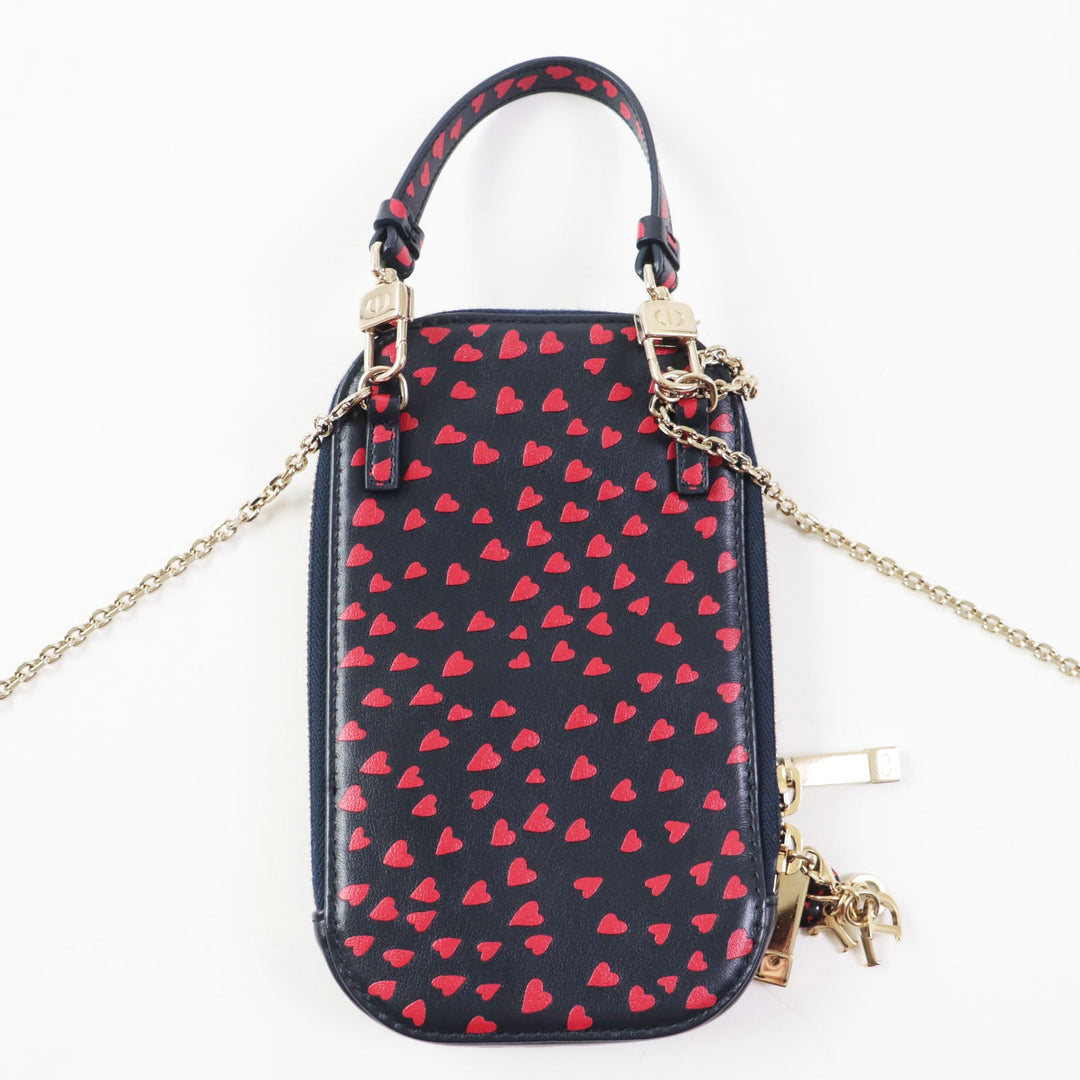 Christian Dior Shoulder Bag Main: Leather Navy red I Love Paris Women Used Authentic