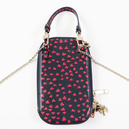 Christian Dior Shoulder Bag Main: Leather Navy red I Love Paris Women Used Authentic