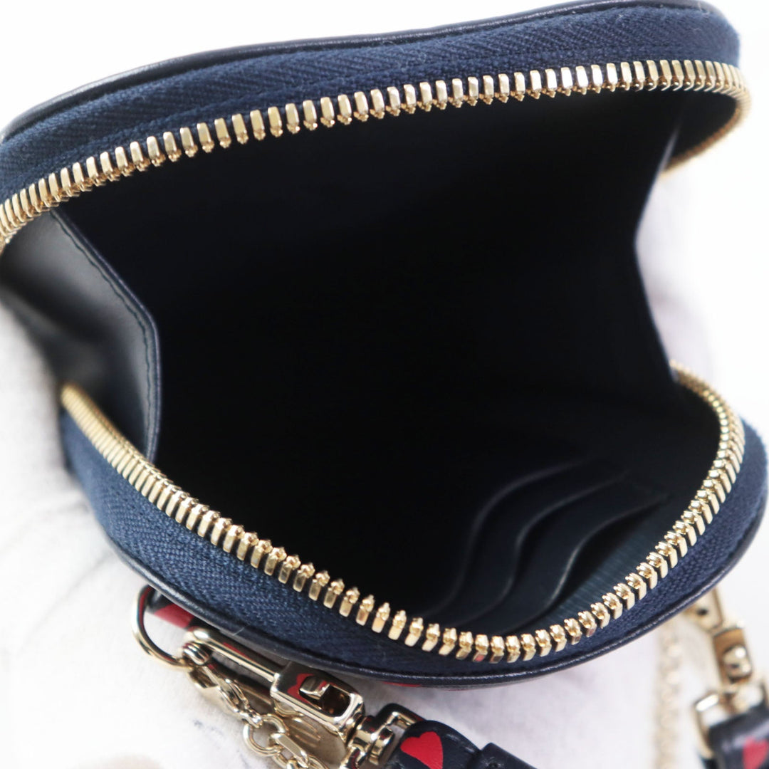 Christian Dior Shoulder Bag Main: Leather Navy red I Love Paris Women Used Authentic