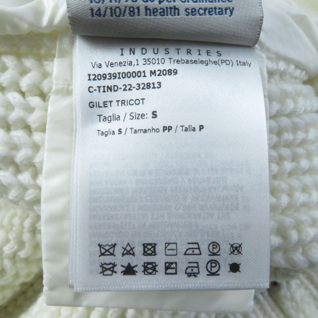 MONCLER Down vest Filling: 90% down, Filling: 10% feather, Main: 90% wool, Main: 10% nylon, Front body front side: 100% nylon, Front body back side: 100% nylon White black GILET TRICOT Women S Used Authentic