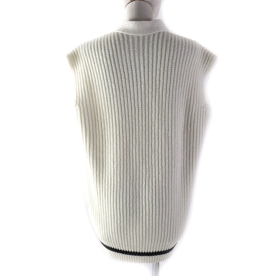 MONCLER Down vest Filling: 90% down, Filling: 10% feather, Main: 90% wool, Main: 10% nylon, Front body front side: 100% nylon, Front body back side: 100% nylon White black GILET TRICOT Women S Used Authentic