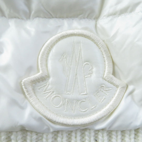 MONCLER Down vest Filling: 90% down, Filling: 10% feather, Main: 90% wool, Main: 10% nylon, Front body front side: 100% nylon, Front body back side: 100% nylon White black GILET TRICOT Women S Used Authentic
