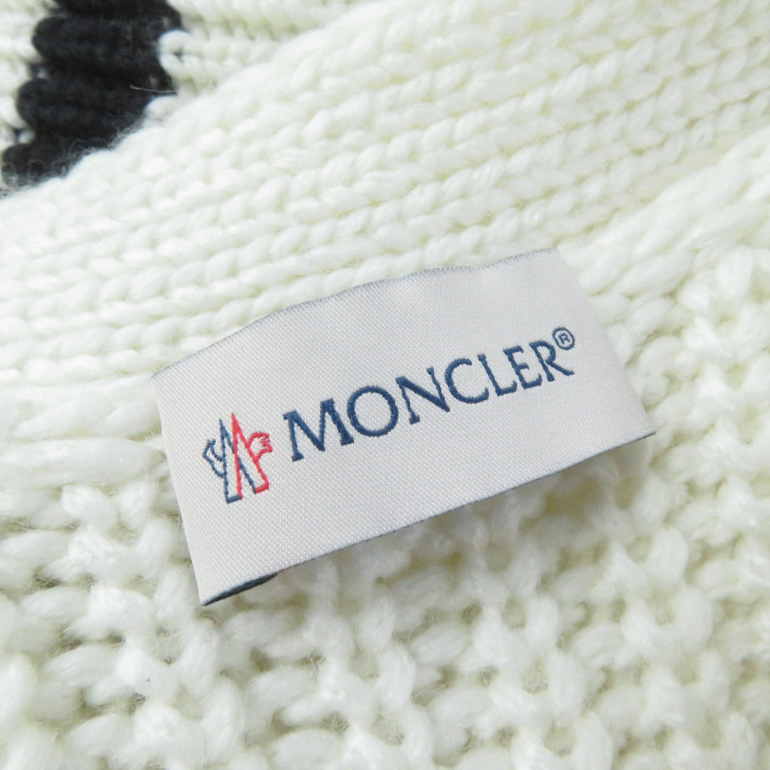 MONCLER Down vest Filling: 90% down, Filling: 10% feather, Main: 90% wool, Main: 10% nylon, Front body front side: 100% nylon, Front body back side: 100% nylon White black GILET TRICOT Women S Used Authentic