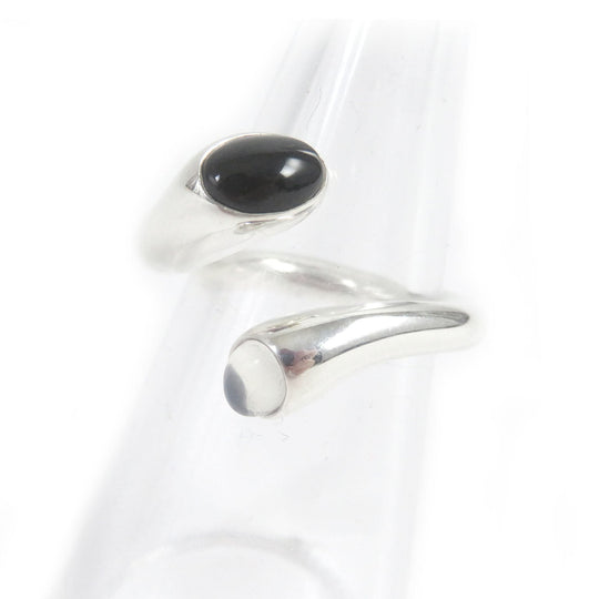 Georg Jensen Ring 263 Main: SV925, Part: Moonstone, Part: Onyx Silver mens(Unisex) Used Authentic