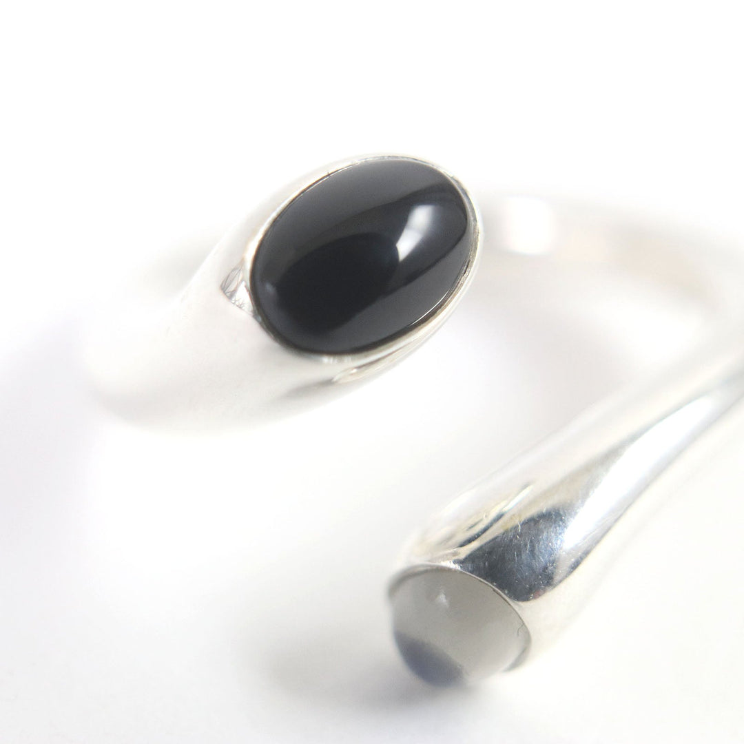 Georg Jensen Ring 263 Main: SV925, Part: Moonstone, Part: Onyx Silver mens(Unisex) Used Authentic