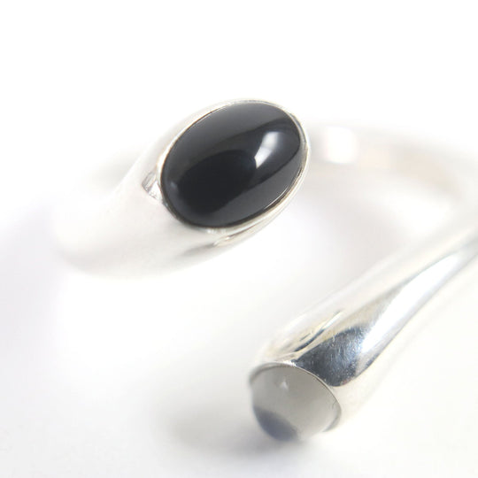Georg Jensen Ring 263 Main: SV925, Part: Moonstone, Part: Onyx Silver mens(Unisex) Used Authentic