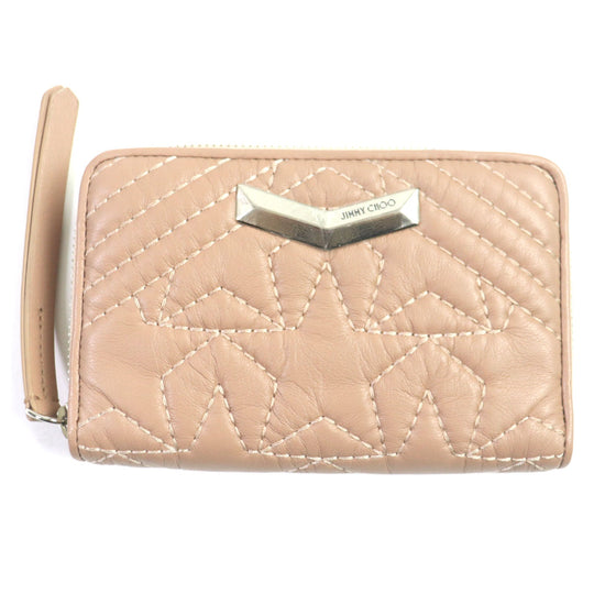 JIMMY CHOO Long Wallet Purse Main: Leather pink LEA Star Quilted Zip Around Women Used Authentic