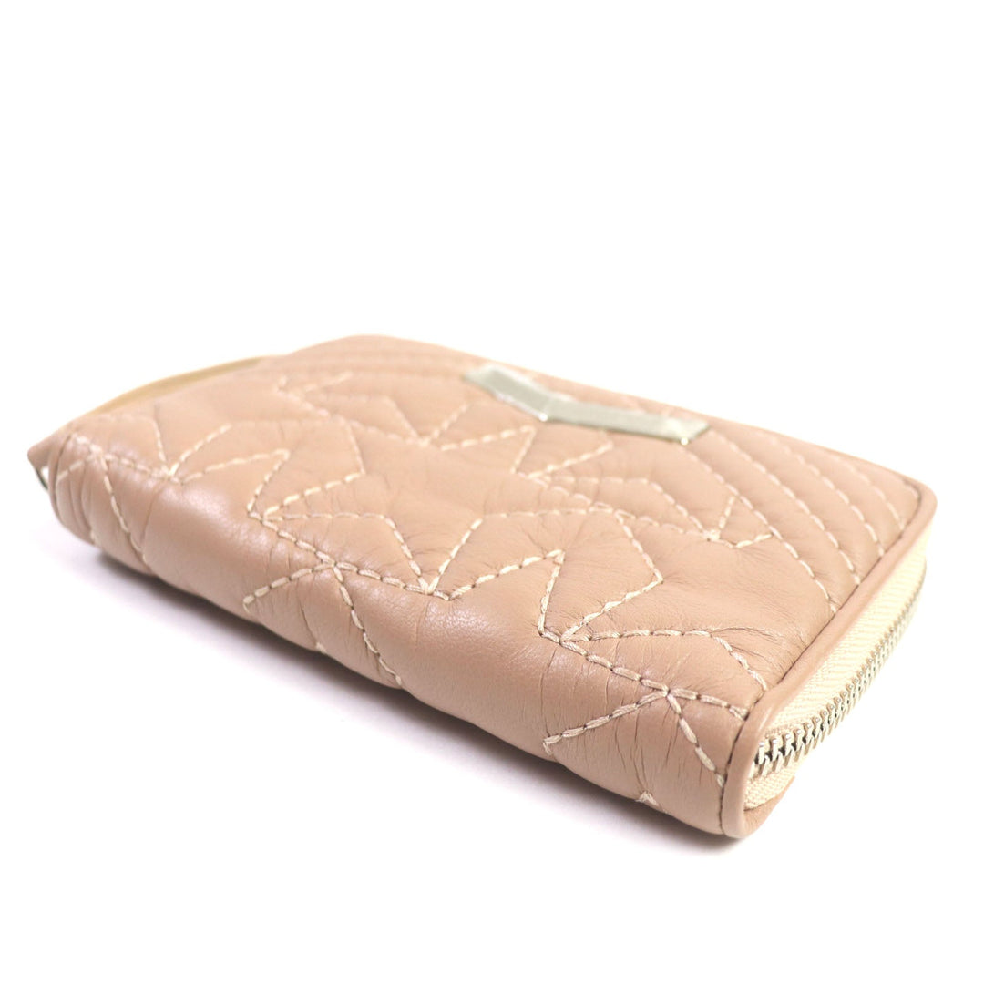 JIMMY CHOO Long Wallet Purse Main: Leather pink LEA Star Quilted Zip Around Women Used Authentic