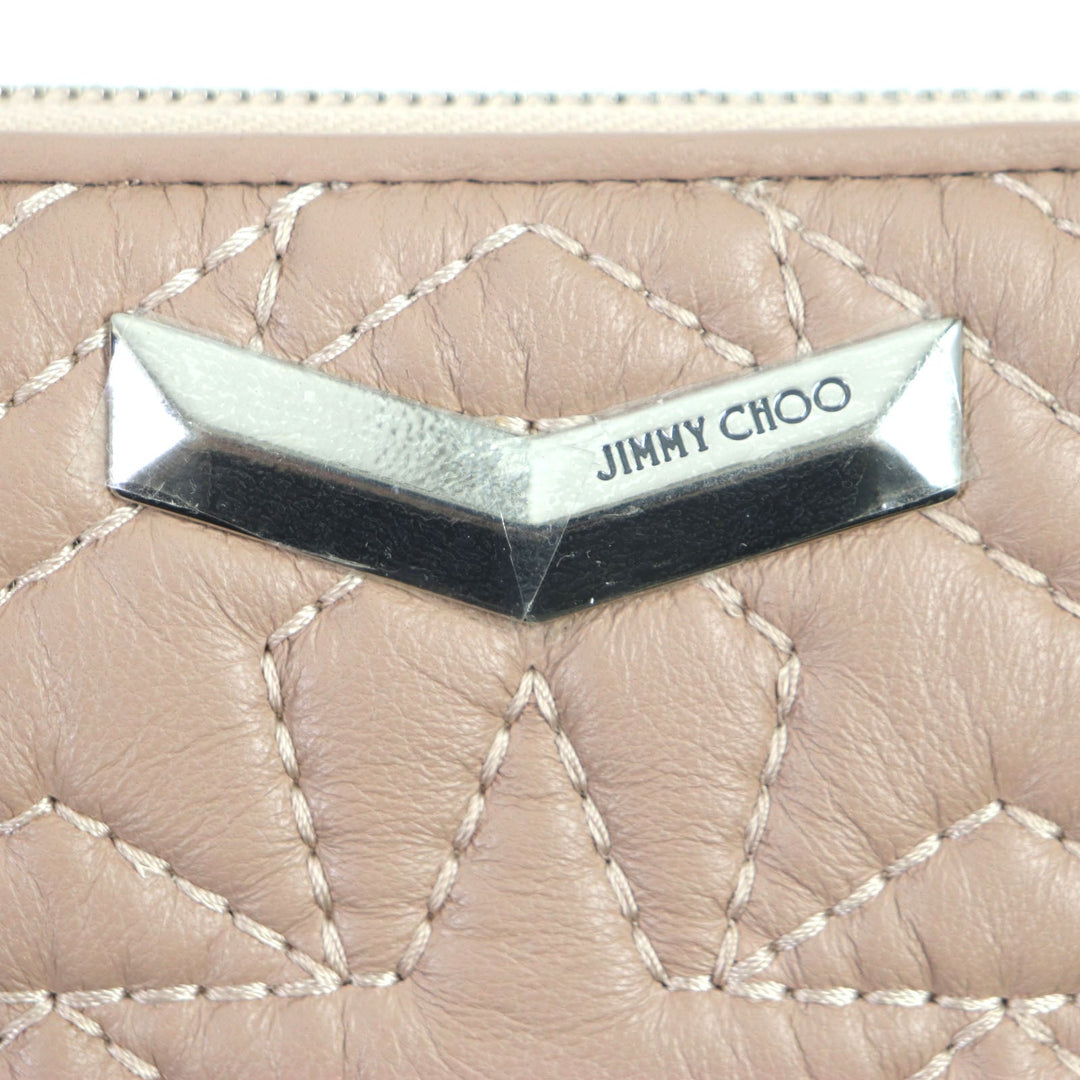 JIMMY CHOO Long Wallet Purse Main: Leather pink LEA Star Quilted Zip Around Women Used Authentic