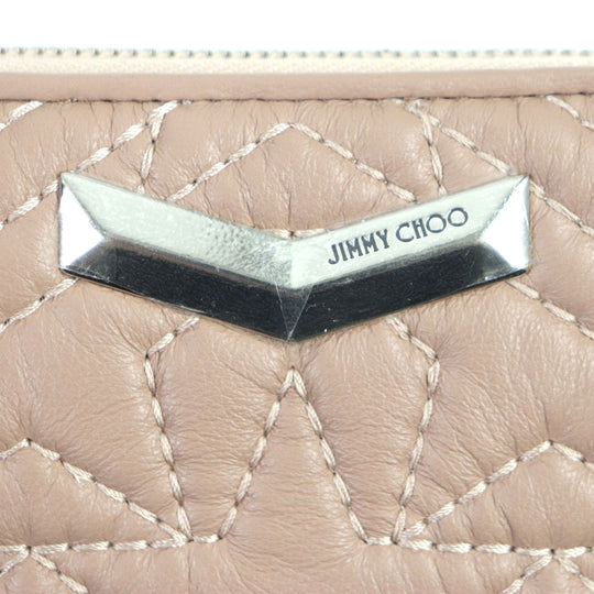 JIMMY CHOO Long Wallet Purse Main: Leather pink LEA Star Quilted Zip Around Women Used Authentic