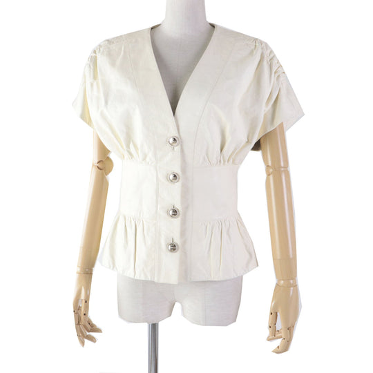 CHANEL leather jacket P60304 Outer: 100% lambskin; Lining: 75% cotton, 25% silk Ivory LA PAUSA Women 34 Used Authentic
