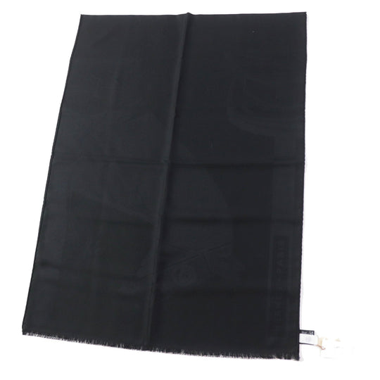 HERMES shawl Main: 92% cashmere, Main: 8% silk black Cheval a la Couverture Rectangle Horse Blanket Women Used Authentic