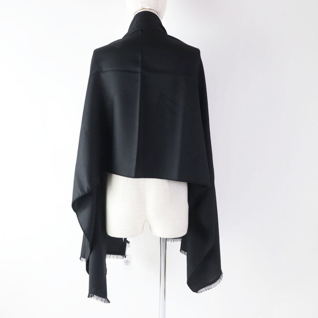 HERMES shawl Main: 92% cashmere, Main: 8% silk black Cheval a la Couverture Rectangle Horse Blanket Women Used Authentic