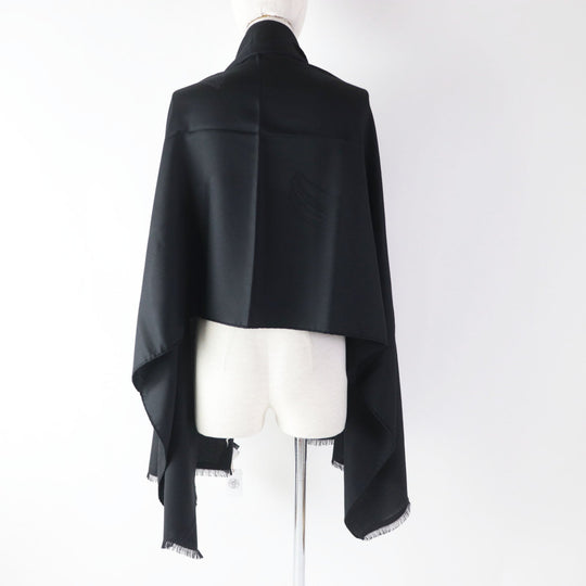 HERMES shawl Main: 92% cashmere, Main: 8% silk black Cheval a la Couverture Rectangle Horse Blanket Women Used Authentic