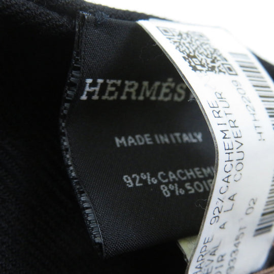 HERMES shawl Main: 92% cashmere, Main: 8% silk black Cheval a la Couverture Rectangle Horse Blanket Women Used Authentic