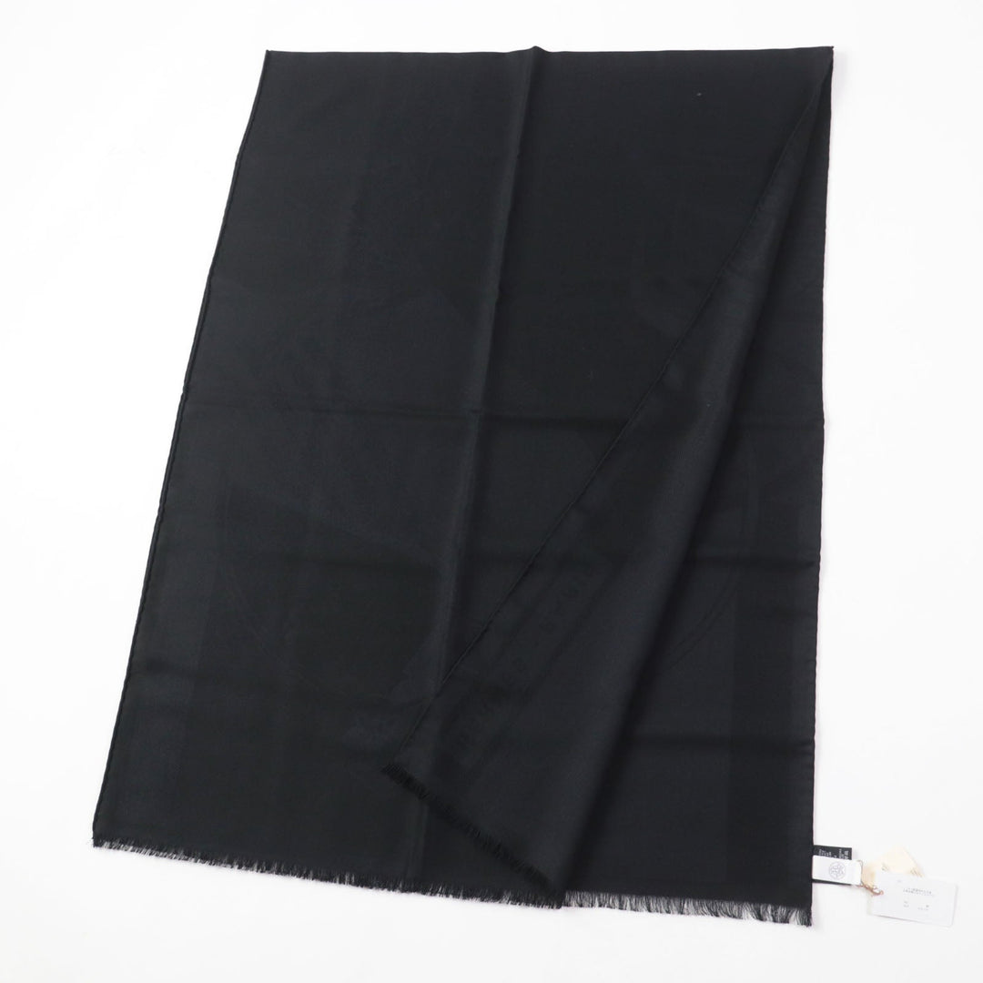 HERMES shawl Main: 92% cashmere, Main: 8% silk black Cheval a la Couverture Rectangle Horse Blanket Women Used Authentic