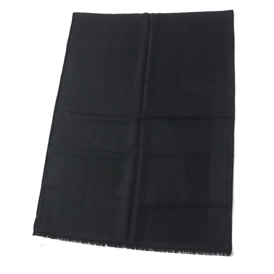 HERMES shawl Main: 92% cashmere, Main: 8% silk black Cheval a la Couverture Rectangle Horse Blanket Women Used Authentic