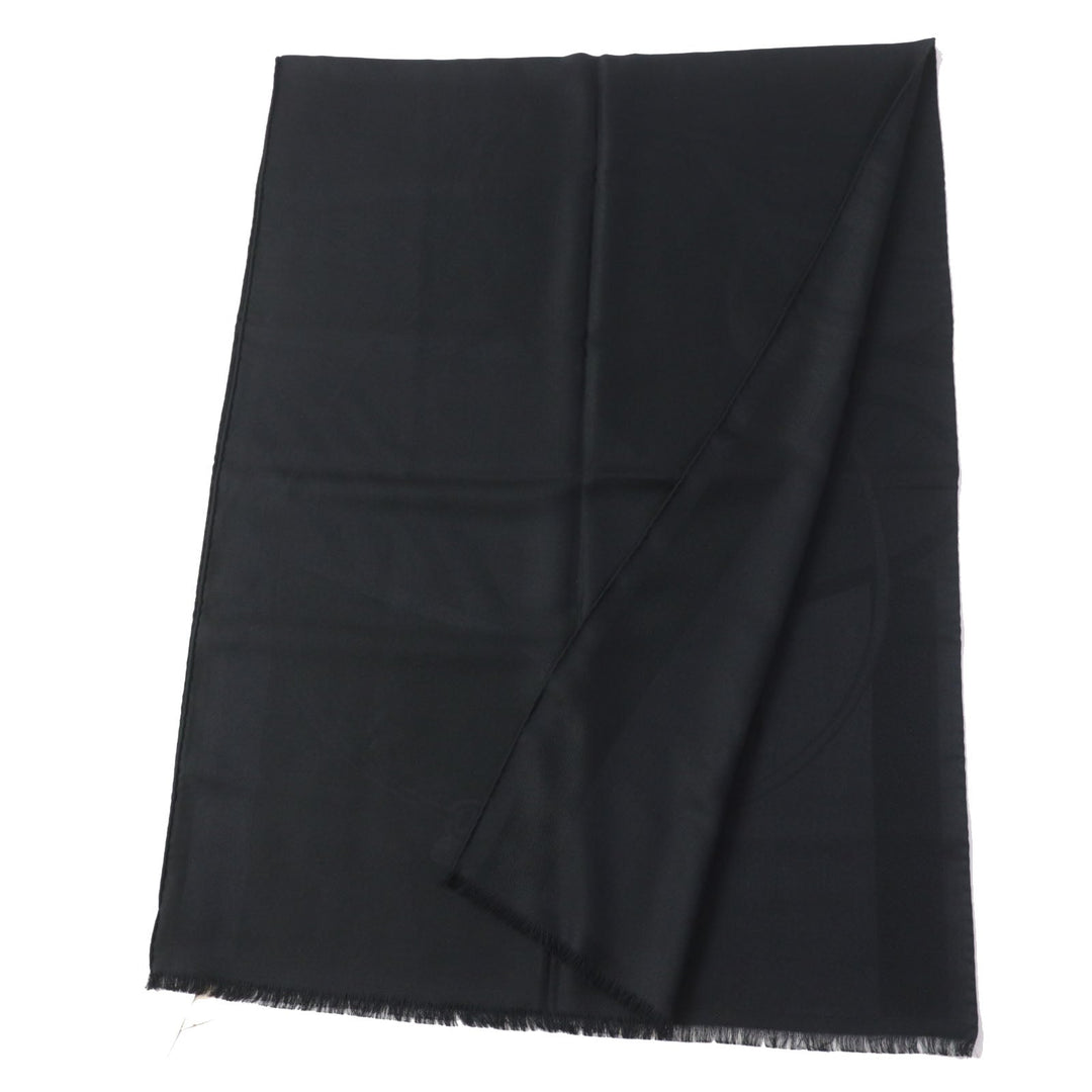 HERMES shawl Main: 92% cashmere, Main: 8% silk black Cheval a la Couverture Rectangle Horse Blanket Women Used Authentic