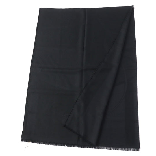 HERMES shawl Main: 92% cashmere, Main: 8% silk black Cheval a la Couverture Rectangle Horse Blanket Women Used Authentic