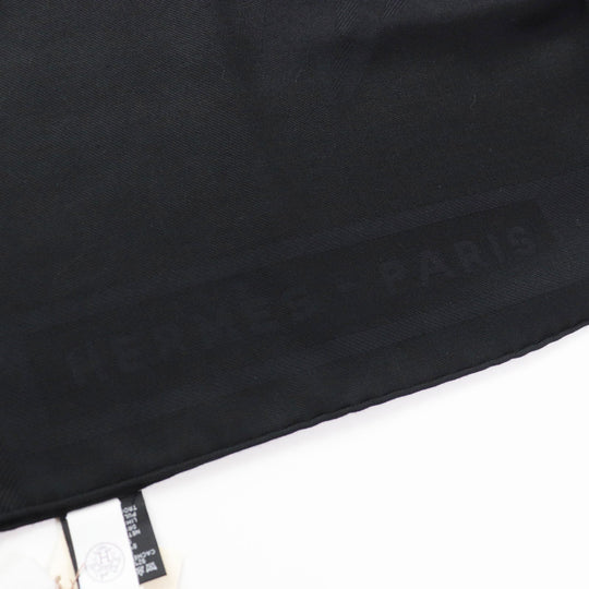 HERMES shawl Main: 92% cashmere, Main: 8% silk black Cheval a la Couverture Rectangle Horse Blanket Women Used Authentic