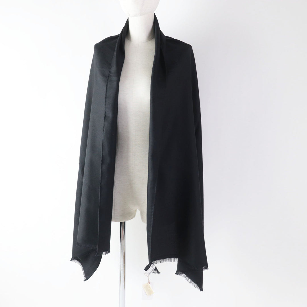 HERMES shawl Main: 92% cashmere, Main: 8% silk black Cheval a la Couverture Rectangle Horse Blanket Women Used Authentic