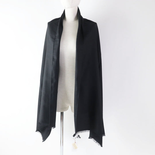 HERMES shawl Main: 92% cashmere, Main: 8% silk black Cheval a la Couverture Rectangle Horse Blanket Women Used Authentic