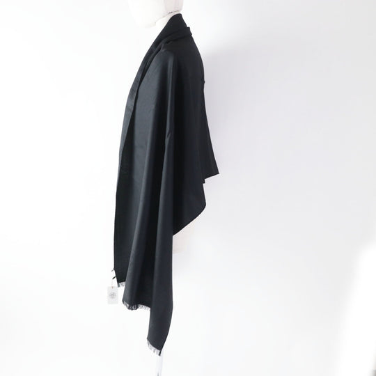 HERMES shawl Main: 92% cashmere, Main: 8% silk black Cheval a la Couverture Rectangle Horse Blanket Women Used Authentic