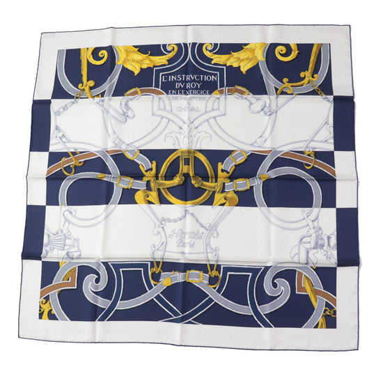 HERMES scarf Main: 100% silk HG/MARINE/BLANCO/OR The Art of Rulership Carre90 Women Used Authentic