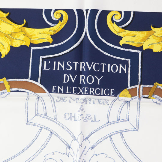 HERMES scarf Main: 100% silk HG/MARINE/BLANCO/OR The Art of Rulership Carre90 Women Used Authentic