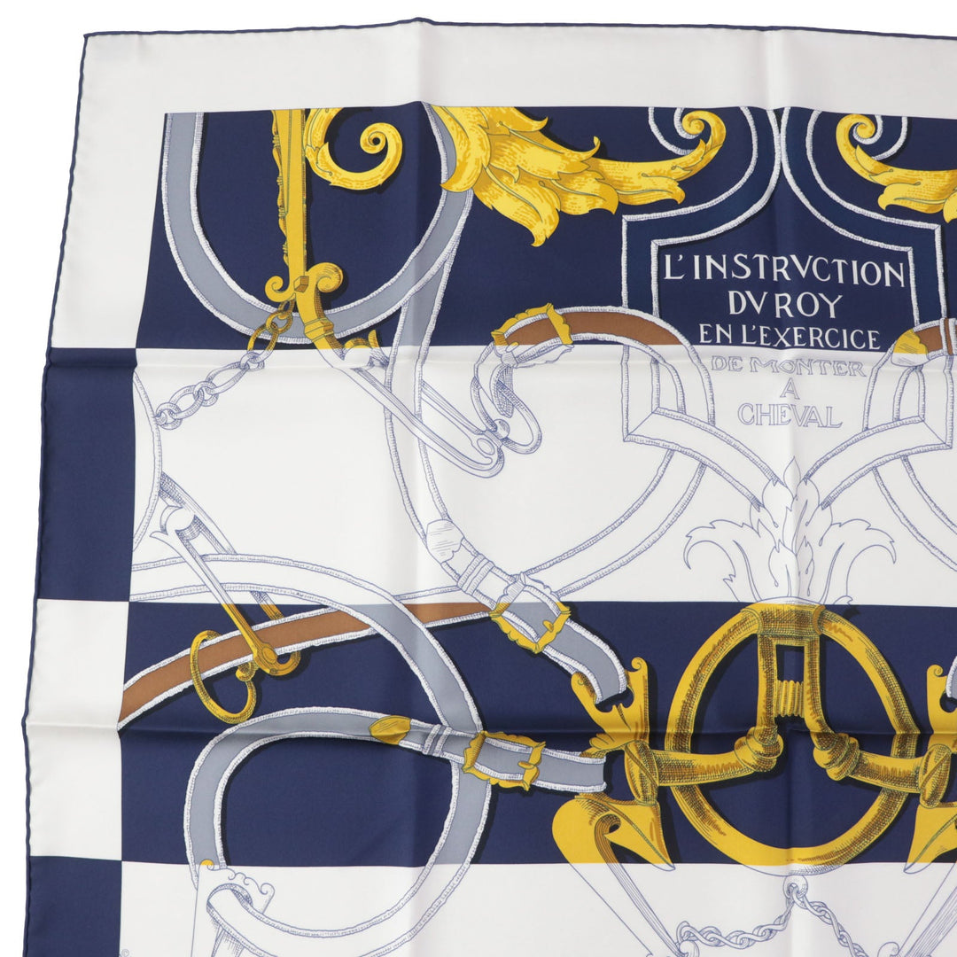 HERMES scarf Main: 100% silk HG/MARINE/BLANCO/OR The Art of Rulership Carre90 Women Used Authentic