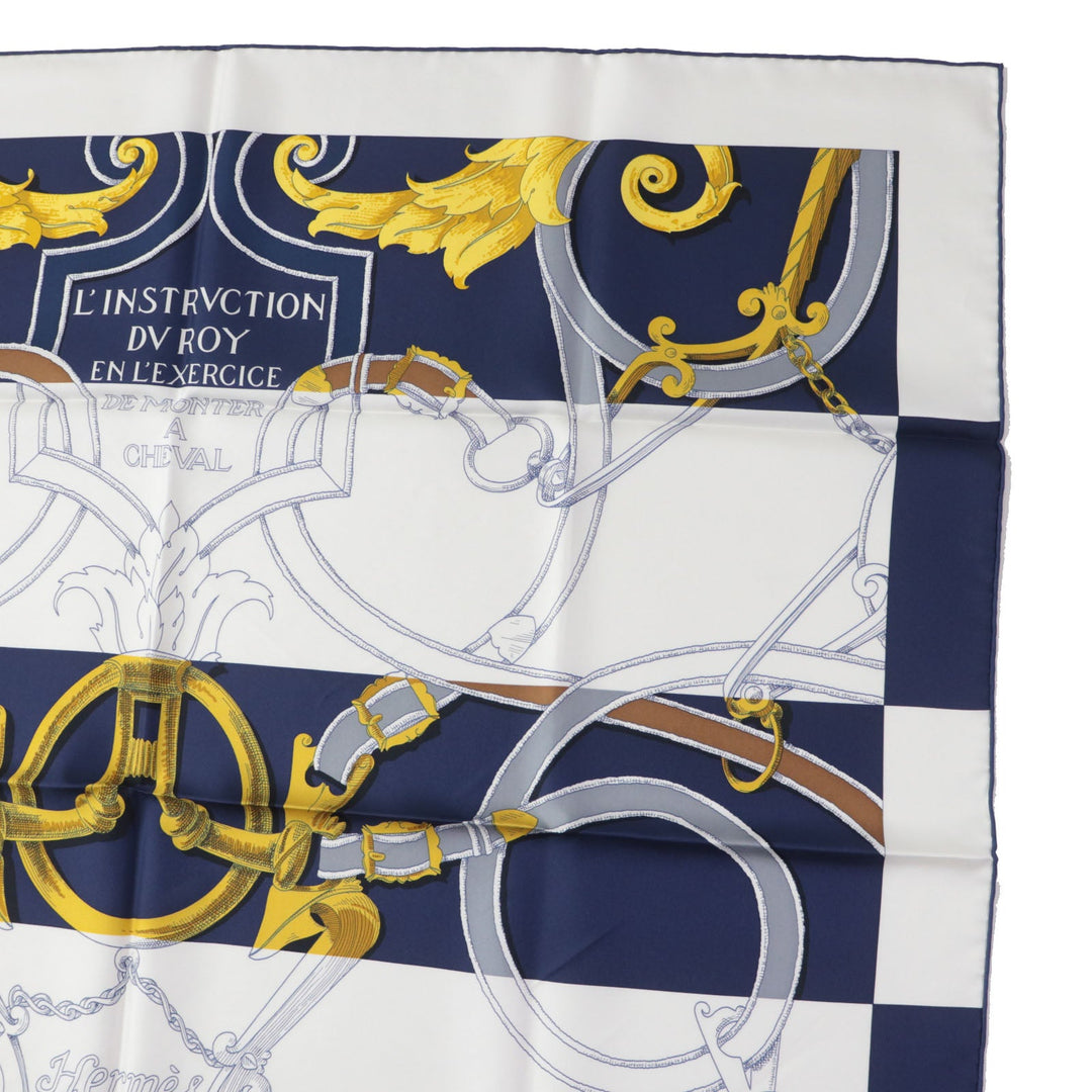 HERMES scarf Main: 100% silk HG/MARINE/BLANCO/OR The Art of Rulership Carre90 Women Used Authentic