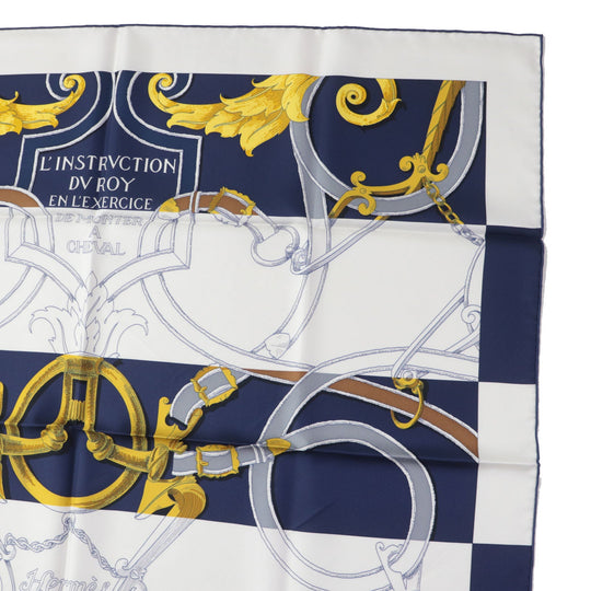 HERMES scarf Main: 100% silk HG/MARINE/BLANCO/OR The Art of Rulership Carre90 Women Used Authentic