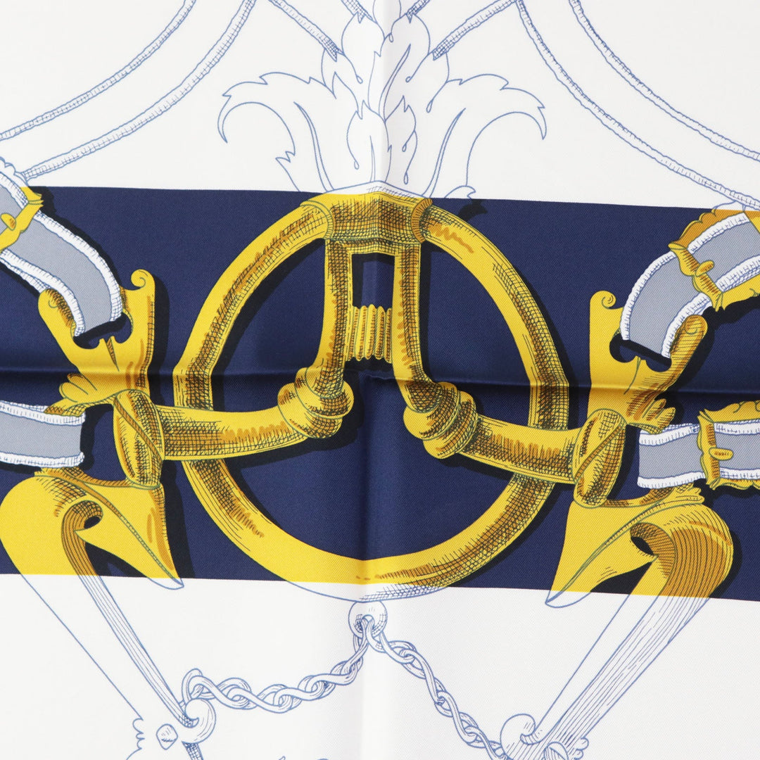 HERMES scarf Main: 100% silk HG/MARINE/BLANCO/OR The Art of Rulership Carre90 Women Used Authentic