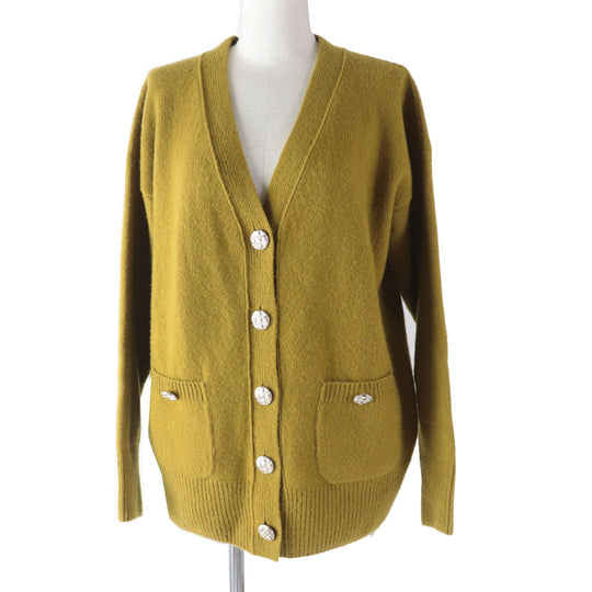 CHANEL cardigan P73835 Outer material: 49% wool, Outer material: 29% silk, Outer material: 20% cashmere, Outer material: 2% polyamide (nylon) Dark mustard type Women 36 Used Authentic