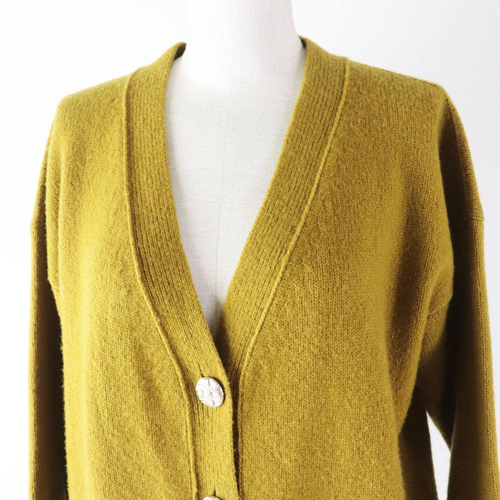 CHANEL cardigan P73835 Outer material: 49% wool, Outer material: 29% silk, Outer material: 20% cashmere, Outer material: 2% polyamide (nylon) Dark mustard type Women 36 Used Authentic