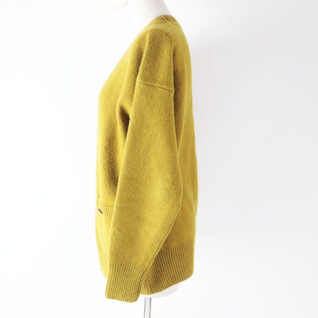 CHANEL cardigan P73835 Outer material: 49% wool, Outer material: 29% silk, Outer material: 20% cashmere, Outer material: 2% polyamide (nylon) Dark mustard type Women 36 Used Authentic